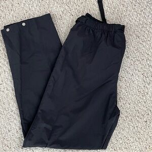 Vintage REI Rain Shell Pants Mens Packable Black Nylon Lightweight Ankle Snap M